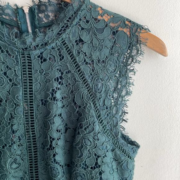 Bardot Lace Panel Sheath Dress Forest Green - Picture 6 of 16